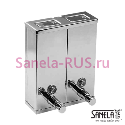 Нержавеющий двойной дозатор жидкого мыла 1л SLZN 04 арт: 95040 Sanela Чехия (фото, схема)